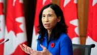 Canada's Chief Public Health Officer Dr. Theresa Tam speaks at a news conference held to discuss the country's coronavirus disease (COVID-19) response in Ottawa, Ontario, Canada November 6, 2020. REUTERS/Patrick Doyle/File Photo
