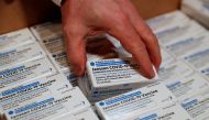 FILE PHOTO: Johnson & Johnson's coronavirus disease (COVID-19) vaccines are seen at Northwell Health's South Shore University Hospital in Bay Shore, New York, U.S., March 3, 2021. REUTERS/Shannon Stapleton/File Photo
