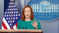 White House press secretary Jen Psaki speaks during a briefing at the White House in Washington, U.S., April 6, 2021. REUTERS/Kevin Lamarque ????
