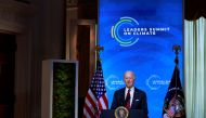 US President Joe Biden participates in a virtual Climate Summit with world leaders in the East Room at the White House in Washington, U.S., April 22, 2021. Reuters/Tom Brenner