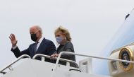 U.S. President Joe Biden and first lady Jill Biden arrive aboard Air Force One at Newport News/Williamsburg International Airport in Newport News, Virginia, U.S. May 3, 2021. REUTERS/Jonathan Ernst