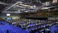 Election staff members count votes for the Scottish Parliamentary election at a counting centre in Glasgow, Scotland, Britain, May 7, 2021. REUTERS/Russell Cheyne