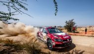 Qatari driver Nasser Saleh Al Attiyah on his way to win the Jordan Rally in this file photo.