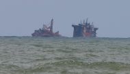 The MV X-Press Pearl vessel sinks while being towed into deep sea off the Colombo Harbour in Sri Lanka June 4, 2021. REUTERS/Dinuka Liyanawatte