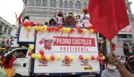 Supporters rally for Peru's socialist presidential candidate Pedro Castillo, who will face right-wing candidate Keiko Fujimori in a run-off election on June 6, on the final day of campaign events in Lima, Peru June 3, 2021. Reuters/Liz Tasa 