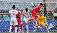 Wales' Kieffer Moore scores their first goal Pool via REUTERS/Tolga Bozoglu