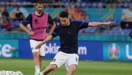 Italy's Jorginho during the warm-up before the match Pool via REUTERS/Alberto Lingria