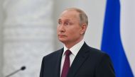 Russian President Vladimir Putin attends a ceremony to present the Russian Hero of Labour gold medals and national awards at the Kremlin in Moscow, Russia. Sputnik/Mikhail Klimenty