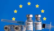 Vials labelled 