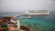 A general view shows the cruise ship Adventure of the Seas, operated by Royal Caribbean International, the first cruise ship carrying tourists to Cozumel since the outbreak of the coronavirus disease (COVID-19) pandemic in March 2020, in Cozumel, Mexico J