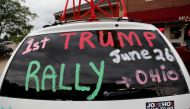 A car is painted in support of former U.S. President Donald Trump's first post-presidency campaign rally at the Lorain County Fairgrounds in Wellington, Ohio, U.S., June 25, 2021. (Reuters/Shannon Stapleton)