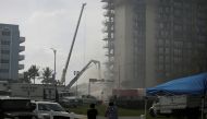 A view shows the partially collapsed residential building in Surfside, near Miami Beach, Florida, U.S. June 26, 2021. (REUTERS/Marco Bello)