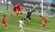 Denmark's Joakim Maehle scores their third goal (Reuters/Koen Van Weel)