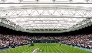 Tennis - Wimbledon - All England Lawn Tennis and Croquet Club, London, Britain - June 28, 2021 General view of Britain's Jack Draper in action during his first round match against Serbia's Novak Djokovic Pool via REUTERS/Joe Toth

