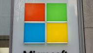 A Microsoft logo is pictured on a store in the Manhattan borough of New York City, New York, U.S., January 25, 2021. REUTERS/Carlo Allegri
