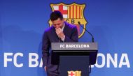 Lionel Messi during the press conference REUTERS/Albert Gea