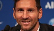 August 11, 2021 Paris St Germain's Lionel Messi during the press conference REUTERS/Sarah Meyssonnier