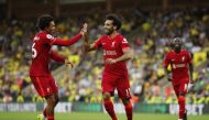  Liverpool's Mohamed Salah celebrates scoring their third goal Action Images via Reuters/Peter Cziborra