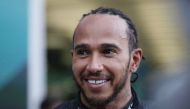 September 26, 2021 Mercedes' Lewis Hamilton after winning the race Pool via REUTERS/Yuri Kochetkov
