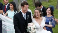 Tennis player Andy Murray leaves the cathedral after his wedding to his fiancee Kim Sears in Dunblane, Scotland, April 11, 2015. Reuters/Russell Cheyne/File Photo
