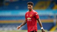 April 25, 2021 Manchester United's Marcus Rashford reacts Pool via REUTERS/Jon Super
