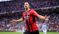  AC Milan's Zlatan Ibrahimovic celebrates scoring their second goal REUTERS/Daniele Mascolo/File Photo
