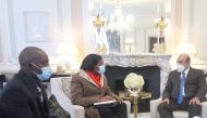 Minister of Transport H E Jassim Saif Ahmed Al Sulaiti meeting a St. Lucian government delegation on the occasion of the Minister's visit to International Maritime Organization, in London.  
