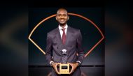 Qatar’s Mutaz Essa Barshim with the Inspiration Award at World Athletics Awards.