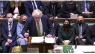 British Prime Minister Boris Johnson speaks during the weekly Prime Minister's Questions at the parliament in London, Britain January 19, 2022, in this screen grab taken from a video. Reuters TV via Reuters
