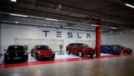 Tesla electric vehicles for test driving are parked in Hanam, South Korea, July 6, 2020. REUTERS/Kim Hong-Ji