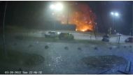 Fire burns after a blast hits a shopping centre, in Kyiv, Ukraine, in this still image obtained from a handout video released on March 20, 2022. State Emergency Service of Ukraine/Handout via REUTERS 