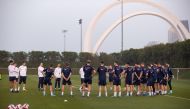 Croatia national team players with coach Zlatko Dalic during a training session in Doha at one of Qatar's State-of-the-art training facilities. 
