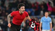AC Milan's Sandro Tonali celebrates scoring their second goal REUTERS/Alberto Lingria
