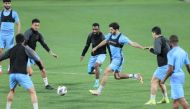 Al Duhail players in action during a training session ahead of match against Sepahan FC.  