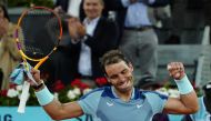 Spain's Rafael Nadal celebrates after winning his second round match against Serbia's Miomir Kecmanovic REUTERS/Vincent West

