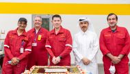 Misfer Al Bidaiwi, Vice-President of Pearl GTL, Rick Tallant, Executive Vice-President of GTL and Qatar Shell President, with other officials, in Ras Laffan Industrial City, recently. 