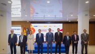 H E Pedro Sánchez, Prime Minister of Spain; Minister of Commerce and Industry H E Sheikh Mohammed bin Hamad bin Qassim Al Thani; members of QBA and Spanish officials during Qatari-Spanish Business Meeting