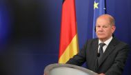 German Chancellor Olaf Scholz looks on during a joint news conference with Bulgarian Prime Minister Kiril Petkov (not pictured) after their meeting in Sofia, Bulgaria, June 11, 2022. REUTERS/Spasiyana Sergieva