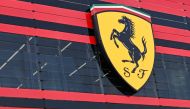 The logo of Ferrari is seen in the headquarters as CEO Benedetto Vigna unveils the company's new long term strategy, in Maranello, Italy, June 15, 2022. Picture taken June 15, 2022. REUTERS/Flavio Lo Scalzo