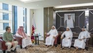 Minister of Environment and Climate Change H E Sheikh Dr. Faleh bin Nasser bin Ahmed bin Ali Al Thani meeting with Advisor of the Arabian Bustards project at the authority developing the Prince Mohammad Bin Salman Nature Reserve in Saudi Arabia HRH Prince Khalid bin Sultan bin Faisal Al Saud.