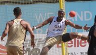 Qatar goalkeeper Mohsen Mohammed Alyafeai in action.