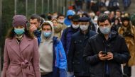 Passengers walk along the platform of a metro station, after some of the partial lockdown measures imposed to curb the spread of the coronavirus disease (COVID-19) were lifted by local authorities, in Moscow, Russia November 8, 2021. REUTERS/Evgenia Novozhenina

