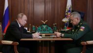 Russian President Vladimir Putin attends a meeting with Defence Minister Sergei Shoigu in Moscow, Russia, July 4, 2022. (Reuters)

