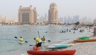 People take part in water sports at Katara beach on the second day of Eid Al Adha yesterday. 