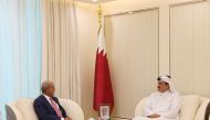 Undersecretary of the Ministry of Commerce and Industry H E Sultan bin Rashid Al Khater with Deputy Director General of the World Intellectual Property Organization (WIPO) Ambassador Hasan Kleib during the meeting.
