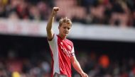 April 23, 2022 Arsenal's Martin Odegaard celebrates after the match Action Images via Reuters/Paul Childs


