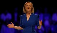 Conservative leadership candidate Liz Truss speaks during a hustings event, part of the Conservative party leadership campaign, in Exeter, Britain, August 1, 2022. REUTERS/Peter Nicholls