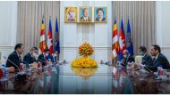 Prime Minister of Cambodia H E Hun Sen meeting Deputy Prime Minister and Minister of Foreign Affairs H E Sheikh Mohammed bin Abdulrahman Al Thani, in Phnom Penh, Cambodia. 