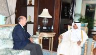 Secretary-General of the Ministry of Foreign Affairs H E Dr. Ahmed bin Hassan Al Hammadi with Ambassador of Spain H E Javier Carbajosa Sanchez.
