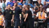 Chelsea manager Thomas Tuchel and Tottenham Hotspur manager Antonio Conte clash after the match Action Images via Reuters/Paul Childs